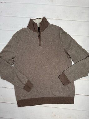 Banana Republic Premium Luxe Yarn Brown Quarter Zip Sweater Size Medium